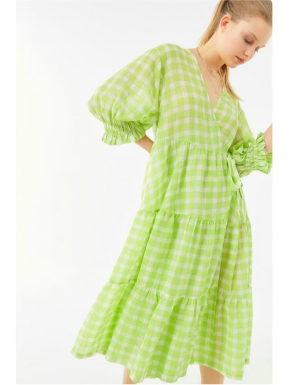 Urban Outfitters Donatella Gingham Wrap Midi Dress - Picture 5 of 6